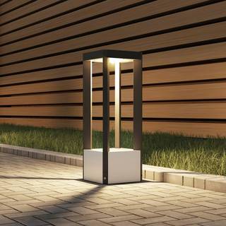 Lucande LED-sokkellampe Kalisa, IP65, 42 cm, grå, metal