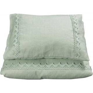 NG Baby Sengesæt Linned Krybbe/Barneseng Med Flæse Sage Green One Size      Unisex