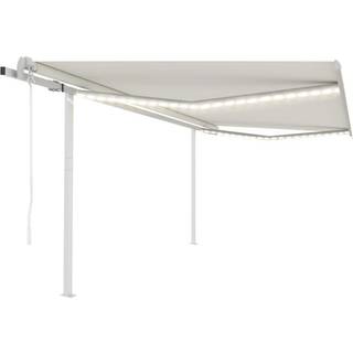 markise m. LED + vindsensor 4,5x3,5 m automatisk cremefarvet