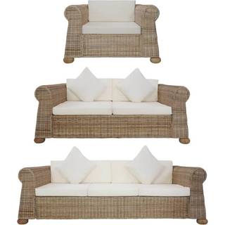 sofasæt i 3 dele med hynder naturlig rattan