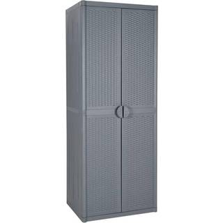 opbevaringsskab til haven 65x45x172 cm polyrattan grå
