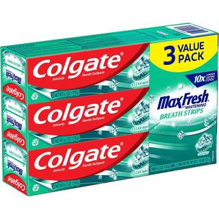 Colgate Max Fresh med Whitening Tandpasta med Mini Breath Strips Clean Mint tandpasta til drlig nde 6,3 Oz Tube. 3 Pakke
