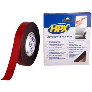 HPX dobbeltklæbende tape sort, 25mm x 10m