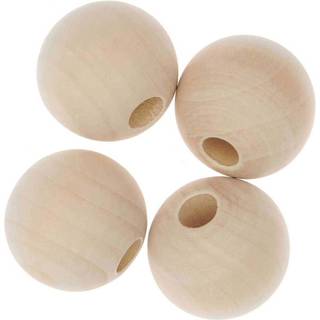 Makramee Perlen Holz natur 35mm 4 Stück