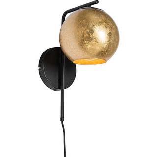 Design væglampe sort med guld glas - Bert