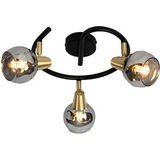 Loftlampe sort 44,5 cm med røgglas 3-lys - Vidro