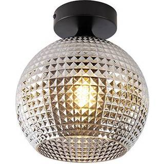 Art Deco loftslampe sort med røgglas - Sphere