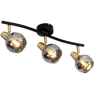 Guld loftslampe 45 cm med røgglas 3-lys - Vidro