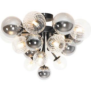 Loftslampe sort med røget og klart glas 10-lys - Bonnie