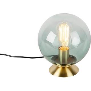 Art Deco bordlampe messing med grønt glas - Pallon