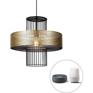 Smart pendellampe guld med sort 50 cm inkl. Wifi G95 - Tess