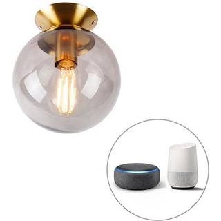 Smart loftslampe messing med røgglas inkl. Wifi ST64 - Pallon