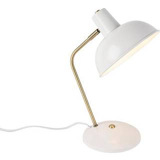 Retro bordlampe hvid med bronze 38 cm - Milou