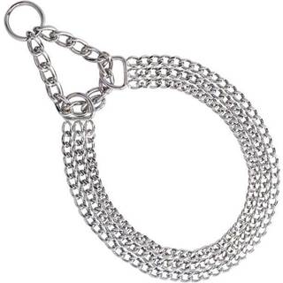 Kædehalsbånd, halvkvæl, krom, 3-ræk 2 mm - M