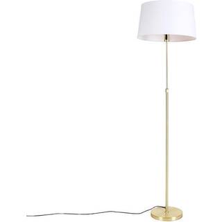 Guldfarvet/Messing gulvlampe med hvidt linnedskærm 45 cm - Parte