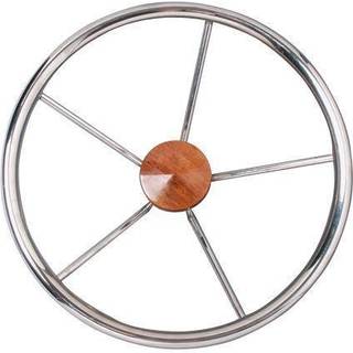 Bådrat motorbåd Ultraflex V62, mahogni med rustfrit stål, Ø400 mm, med nav, passer 3/4″ (19 mm) rataksel, krom/mahogni