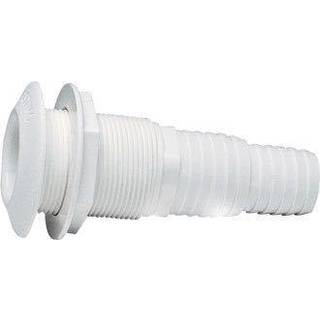 Skroggennemføring til slange Nuova Rade, plast, lige, buet, 1" G (BSP) til 25 mm (1") slange, hvid