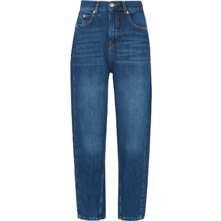 Whistles Whistles Blue High Waist Barrel Taper Leg 100% Cotton Jeans