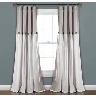 Frodig indretning linned knap vindue gardin panel single 40 """" w x 108 """" l grå - landgardiner - rustik indretning - farveblok moderne bondegård