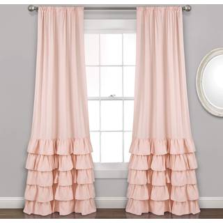 Lush Decor Allison Ruffle Window Curtain Panel Pair 95 """" L X 40 """" W Blush