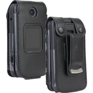 Tilfælde til Alcatel Go Flip 4 / TCL Flip Pro / TCL Classic Phone NakedCellPhone [Black Vegan Leather] Form-Fit Cover med [indbygget skærmbeskytt