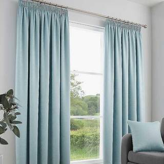 Fusion Fusion Duck Egg Galaxy Room Darkening Woven Pair of Pencil Pleat Curtains