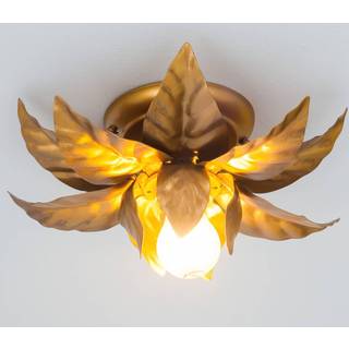 ANTIK loftlampe med gyldne blade 26 cm