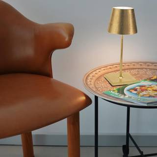 Zafferano Poldina mini bordlampe til opladning indeni guld