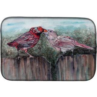 """" Caroline's Treasures Red Bird Feeding Dish Drying Mat 14 X 21 Multicolor """"