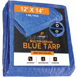 Bedre Blue Poly Tarp 12 'X 14' - Multipurpose Beskyttende dækning - Letvægtsholdbar vandtæt vejrbestandig