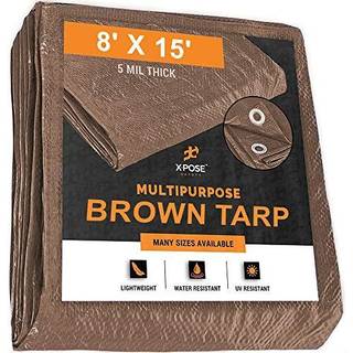 Multipurpose beskyttende dækning brun poly tarp 8 'x 15' - holdbar vandafvisende vejrbestandig - 5 mil tyk polyethylen - af xpose sikkerhed