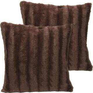 Cheer Collection faux pels kast puder - dekorative puder til sofa seng kaste puder chokolade accent puder til sovev?relse eller stue ?stetisk s?t