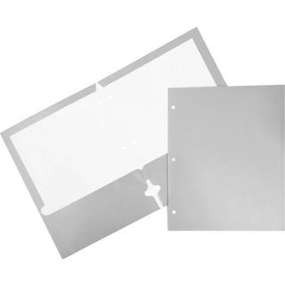 JAM PAPIR Lamineret to-lommers blank 3-hullers skolemapper - Letter-strrelse - Hjglans slv - Bulk 50/kasse