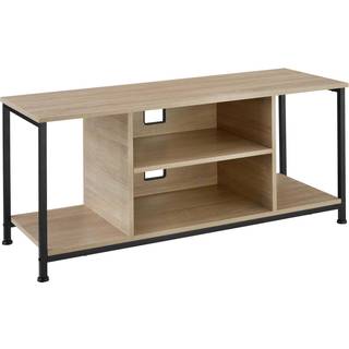 Tv-bord med 4 åbne rum og justerbar hylde - 110 cm,Industrielt lyst træ, egetræ Sonoma
