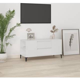 tv-bord 102x44,5x50 cm konstrueret træ hvid