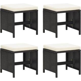 haveskamler 4 stk. med hynder polyrattan sort