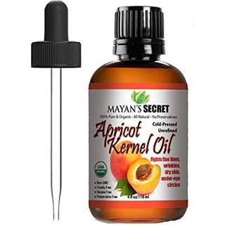 USDA -certificeret organisk abrikos kerneolie - koldpresset uraffineret præsenteret i ravglasflaske med glasøjder til praktisk anvendelse - 4 oz