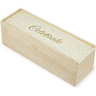 Twine Starlight enkelt tr? dekorativ vinboks med glidende l?g - vin og champagne tr?flaske gave?ske fejre guld accenter spiritus opbevaringsboks