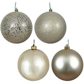 Vickerman 6 """" Champagne 4 -Finish Ball Ornament Sortment - 6 -tommer - Guldfarve - 4 pr. Boks - Matte skinnende glitter Sequin - Pålidelig og ho