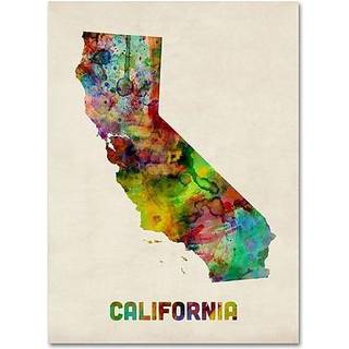 Californien kort af Michael Tompsett 18 af 24-tommer l?rred v?gkunst