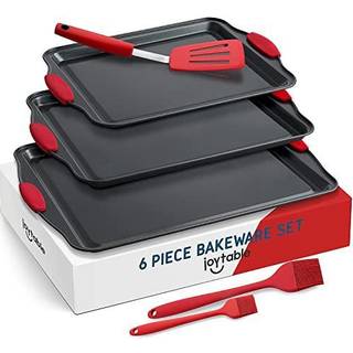 Bageplade s?t 3-delt cookie ark s?t med silikone h?ndtag st?l bageplade holdbare bageplader til ovn BPA gratis cookie ark til bagning af nonstick