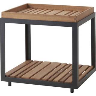 Cane-Line - Level Sidobord, Lavagrå, Bordsskiva: Teak - Udendørs sofaborde - byKATO - Grå - Metal/Træ