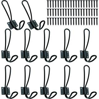 Rustik entryway kroge-12 pakke bondeg?rd kroge med metalskruer inkluderet sort dekorativ v?gmonteret rustik frakke kroge rack dobbelt vintage arr