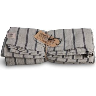 Lovely Linen Misty Dug Stribet Mønster 145x300 Cm - Duge & Bordløbere Hør Black Stripe - TCL0898F