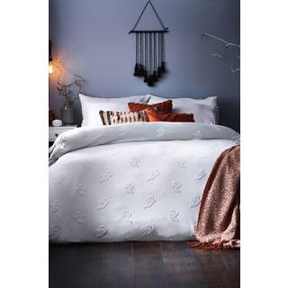 Furn Furn White Ghost Tufted 100% Cotton Duvet Cover and Pillowcase Set
