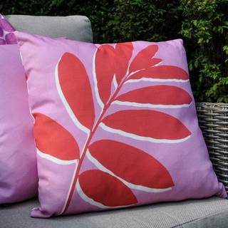 Fusion Fusion Pink 100% Cotton Leaf Print Outdoor Cushion