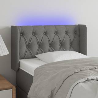 sengegavl med LED-lys 83x16x78/88 cm stof mørkegrå