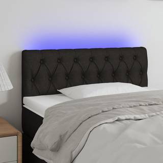 Sengegavl Med Led-Lys Stof Sort - 90 x 7 x 78/88 cm