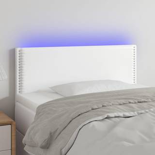 sengegavl med LED-lys 80x5x78/88 cm kunstlæder hvid
