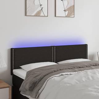 Sengegavl Med Led-Lys Stof Sort - 144 x 5 x 78/88 cm
